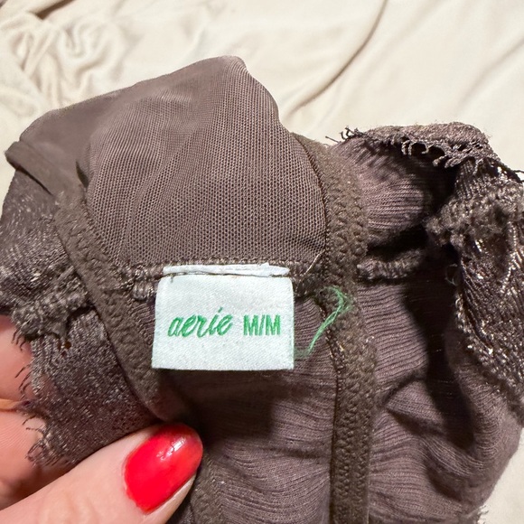 Aerie Lace Trim Bralette - Dark Brown - Picture 3 of 3